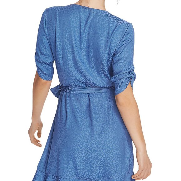 1.STATE Tonal Leopard-Print Faux-Wrap Dress - Picture 3 of 9